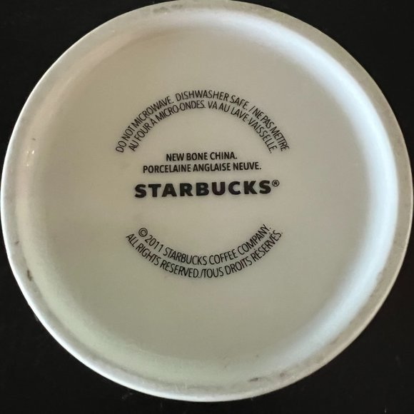 Starbucks TAZO Asymmetrical  Blue & White Bone China Handleless Tea Cup Mug 2011 - Picture 5 of 6